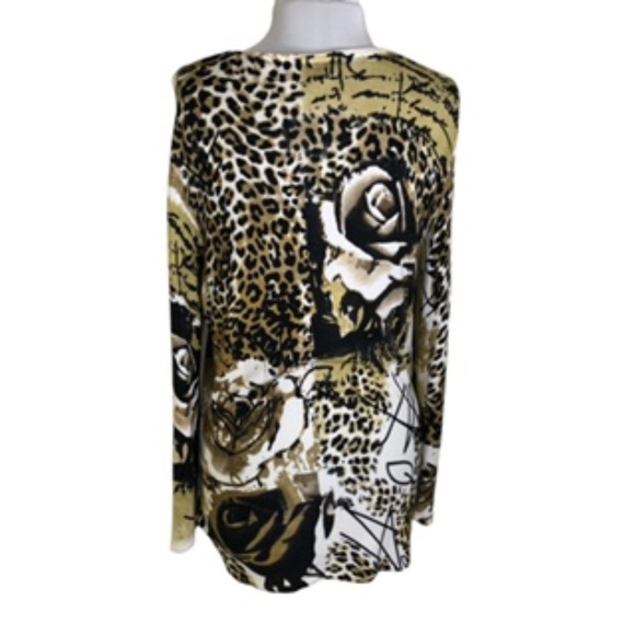 Linea Blu Scoop Neck Floral & Animal Print Beaded Women's Tunic Size M - Picture 6 of 9